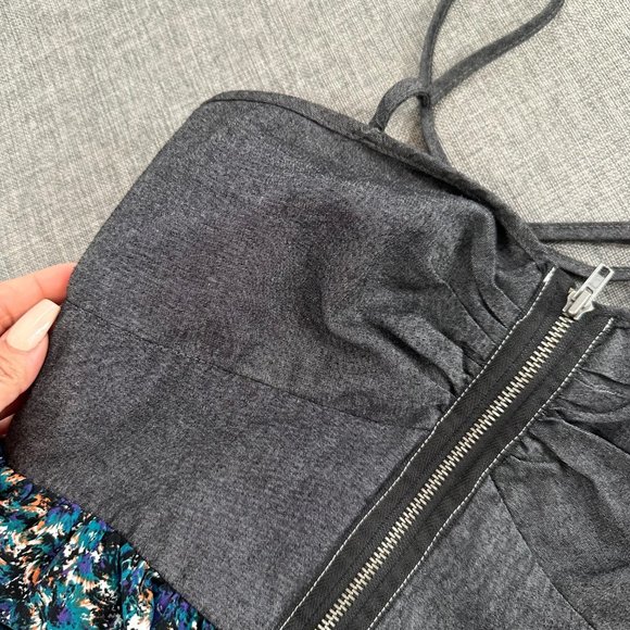 Johnny Martin Dress Spaghetti Straps Zipper Front Gray Teal Blue Small‎ Stretch - Picture 11 of 15